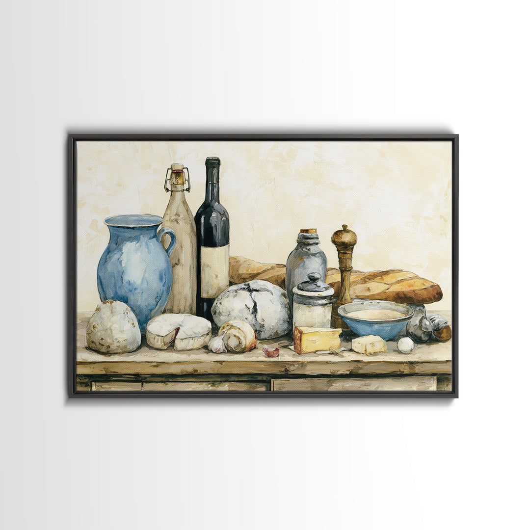 French Bistro Food Illustration Without Text Canvas Print, Dining Room Art, Abstract Art, Dining Room Decor, Fine Art, Dining, DRA-3x2-62
