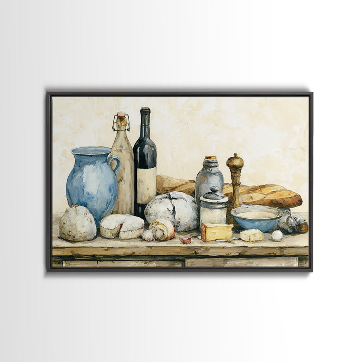 French Bistro Food Illustration Without Text Canvas Print, Dining Room Art, Abstract Art, Dining Room Decor, Fine Art, Dining, DRA-3x2-62