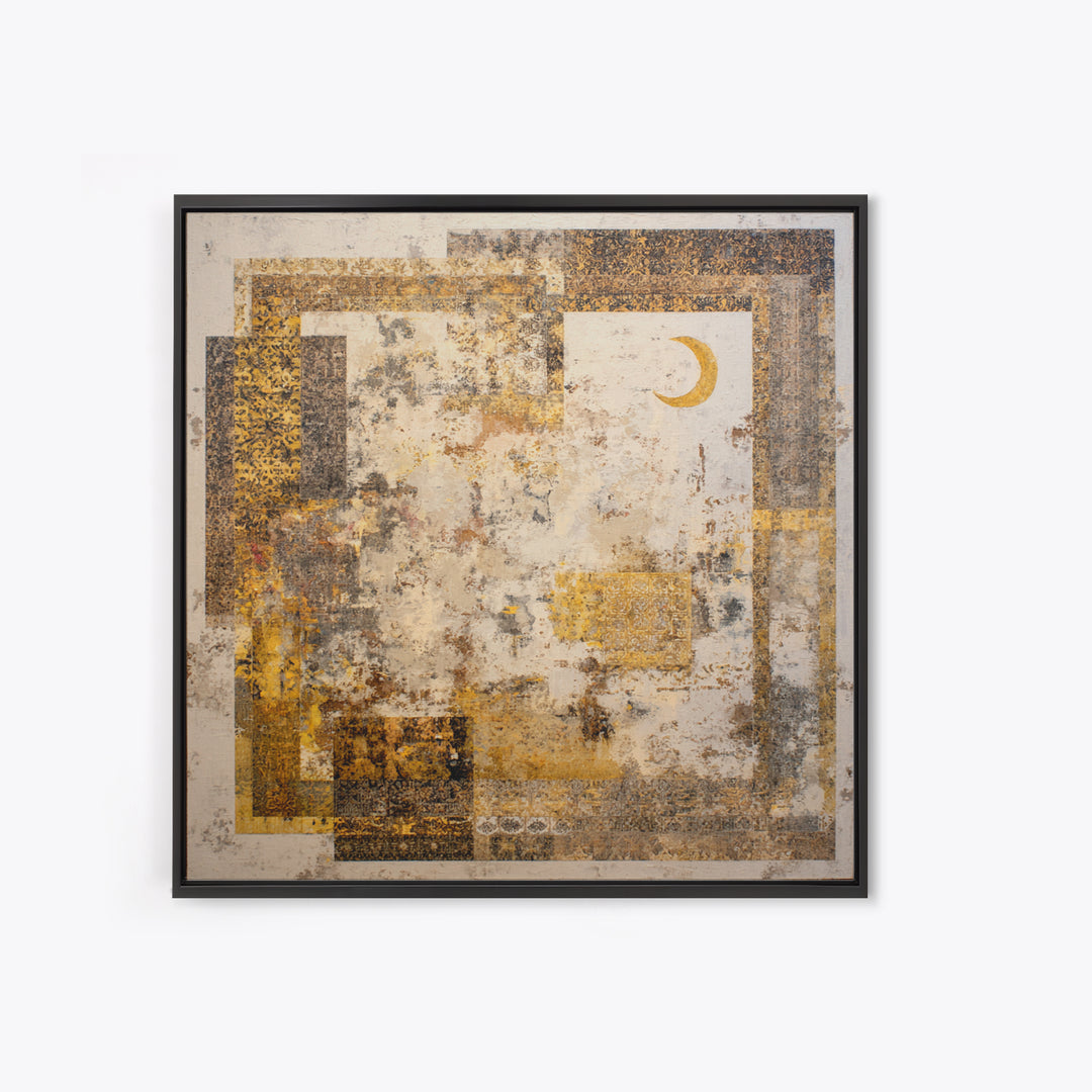 Abstract Shapes Layered Framed Canvas Print, Eclectic Art, Boho Decor, Living Room Decor, Abstract Art, Eclectic, Home Decor, ECL-1x1-100