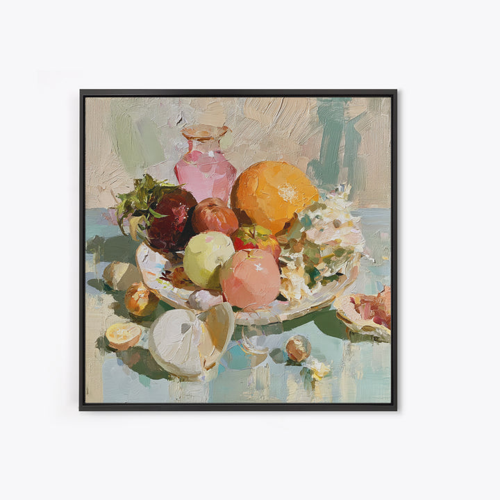Bold Maximalist Still Life Framed Canvas Print, Eclectic Art, Modern Decor, Living Room Decor, Oil Painting, Eclectic, ECL-1x1-51