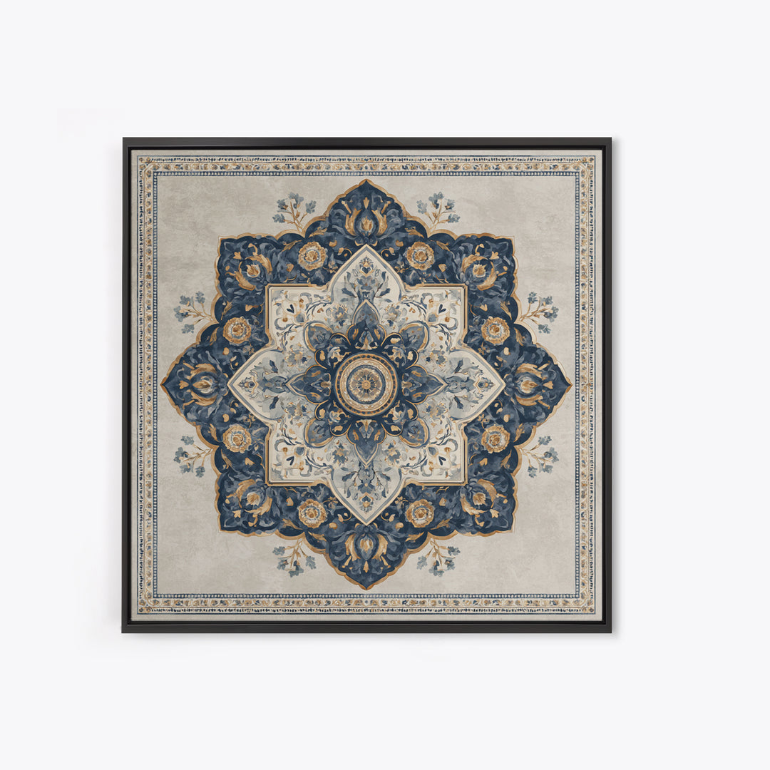 Layered Tapestry Pattern Framed Canvas Print, Eclectic Art, Portrait, Living Room Decor, Fine Art, Eclectic, Modern Decor, ECL-1x1-64