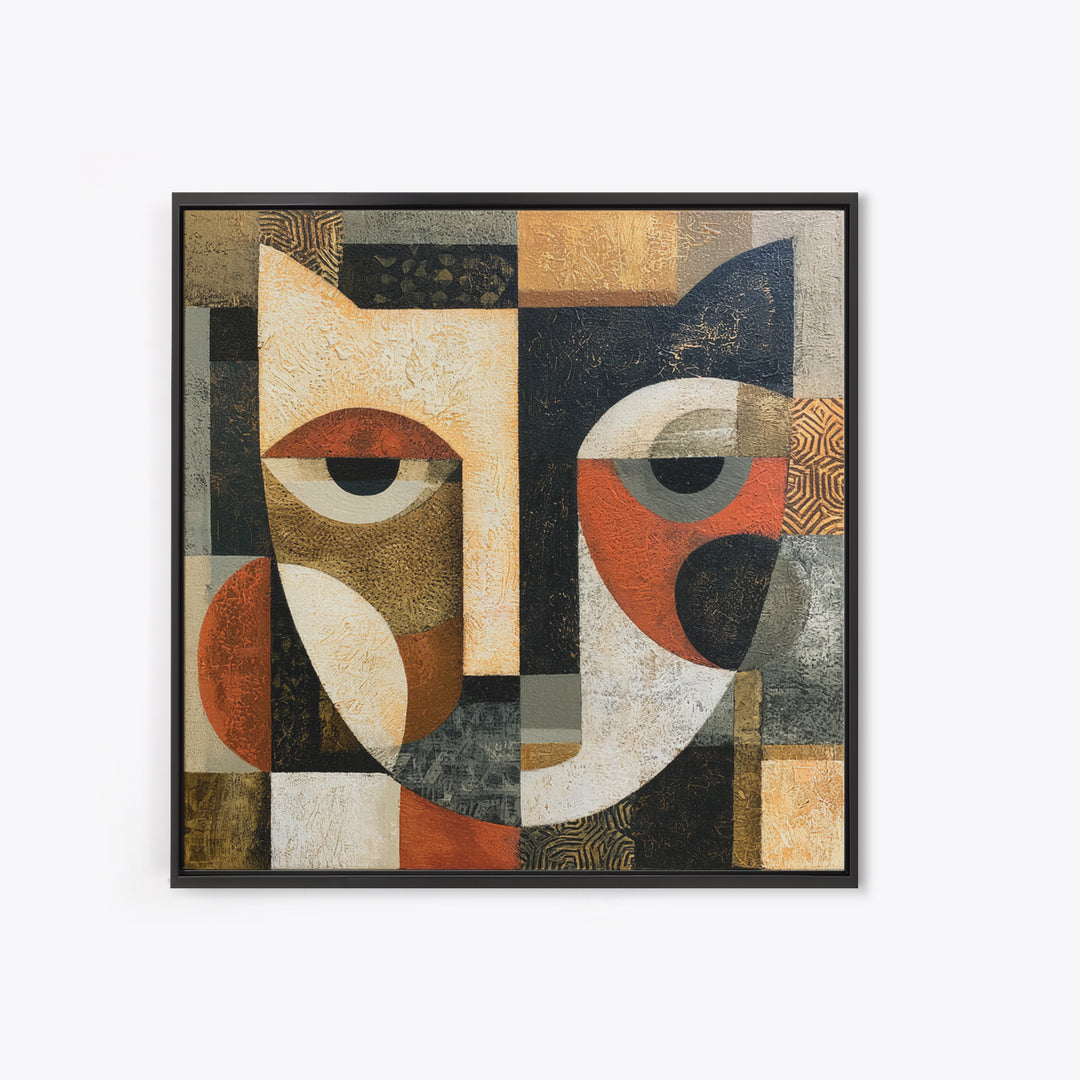 Abstract Mask with Playful Textures Framed Canvas Print, Eclectic Art, Printable Art, Living Room Decor, Fine Art, Eclectic, ECL-1x1-68