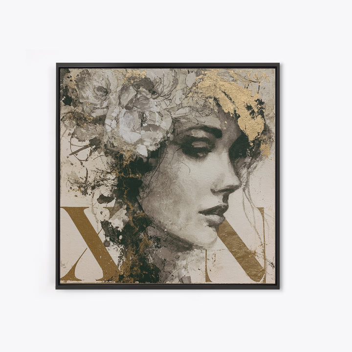 Mixed Media Woman Framed Canvas Print, Eclectic Art, Art Print, Living Room Decor, Oil Painting, Eclectic, Portrait, ECL-1x1-8