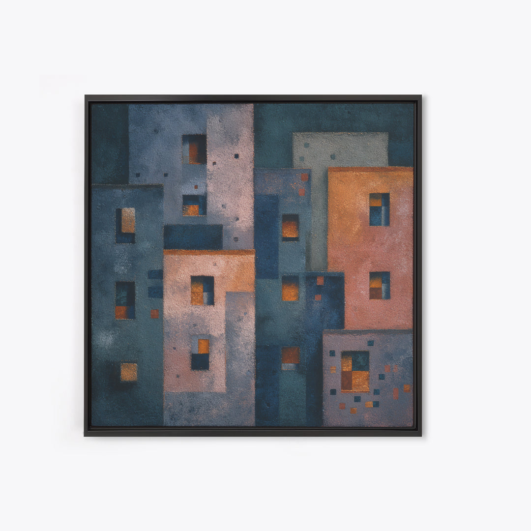 Playful Checkerboard Landscape Canvas Print, Eclectic Art, Boho, Living Room Decor, Oil Painting, Eclectic, Unique Wall Art, ECL-1x1-81