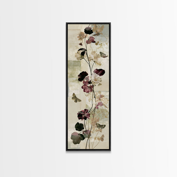 Botanical Collage with Butterflies and Old Paper Canvas Print, Eclectic Art, Wall Art, Living Room Decor, Fine Art, Eclectic, ECL-1x3-1