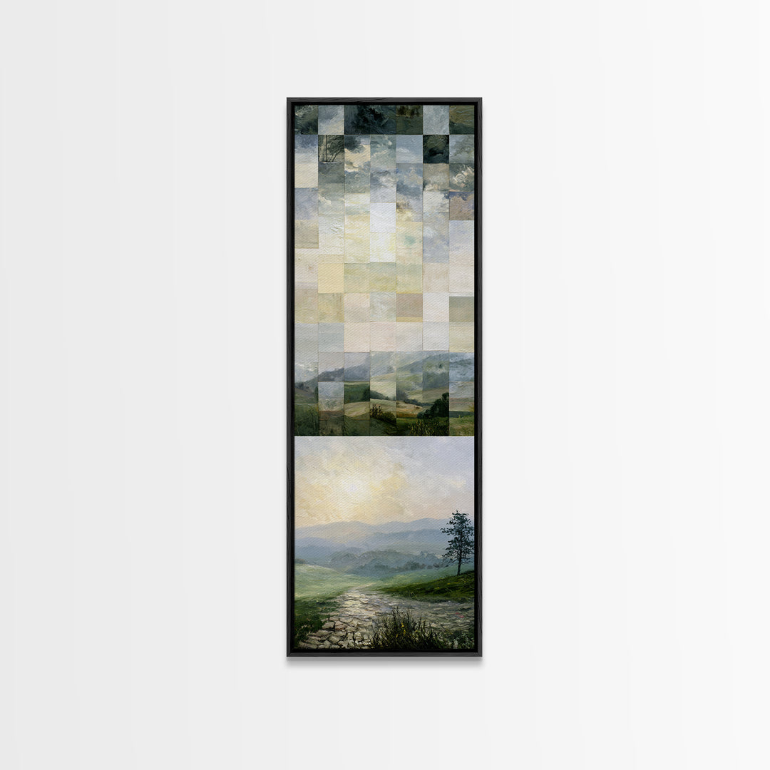 Bohemian Patchwork Landscape Canvas Print, Eclectic Art, Artwork, Living Room Decor, Eclectic, Boho Decor, Gallery Decor, ECL-1x3-12