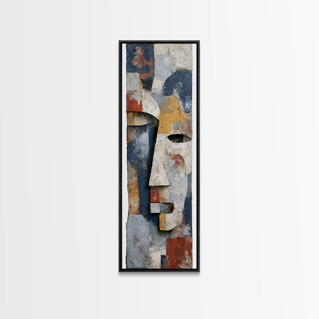 Abstract Mask with Playful Textures Canvas Print, Eclectic Art, Printable Art, Living Room Decor, Abstract Art, Eclectic, ECL-1x3-32