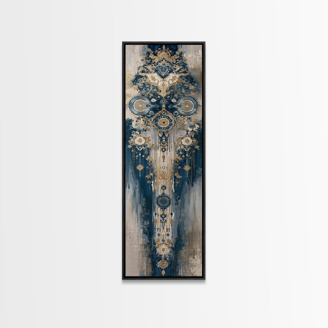 Layered Tapestry Pattern Framed Canvas Print, Eclectic Art, Dopamine Decor, Living Room Decor, Eclectic, Minimalist Decor, ECL-1x3-52
