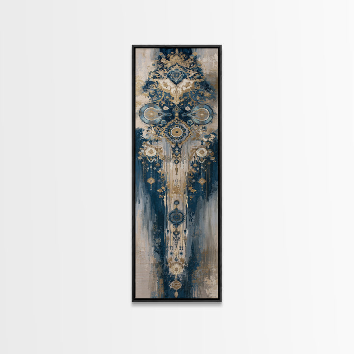 Layered Tapestry Pattern Framed Canvas Print, Eclectic Art, Dopamine Decor, Living Room Decor, Eclectic, Minimalist Decor, ECL-1x3-52