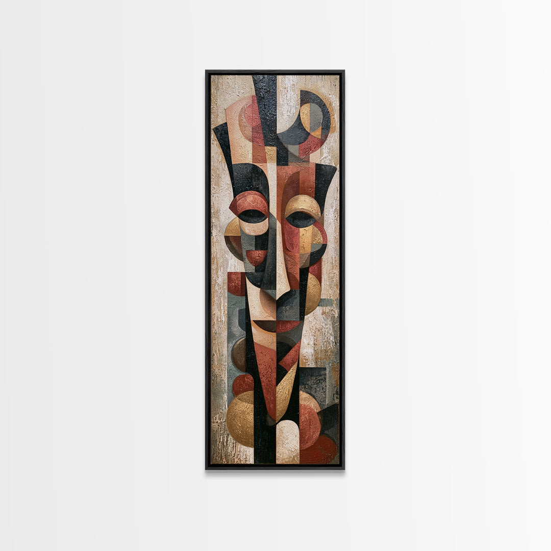 Abstract Mask with Playful Textures Canvas Print, Eclectic Art, Fine Art Print, Living Room Decor, Fine Art, Eclectic, ECL-1x3-56