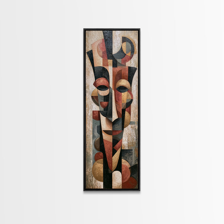 Abstract Mask with Playful Textures Canvas Print, Eclectic Art, Fine Art Print, Living Room Decor, Fine Art, Eclectic, ECL-1x3-56