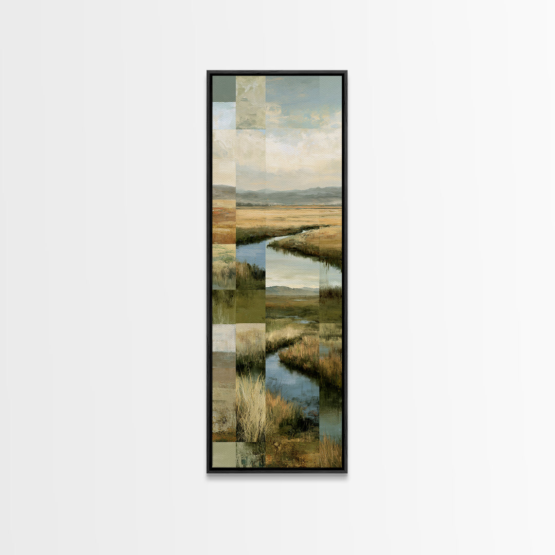 Bohemian Patchwork Landscape Canvas Print, Eclectic Art, Unique Wall Art, Living Room Decor, Fine Art, Eclectic, Home Decor, ECL-1x3-60