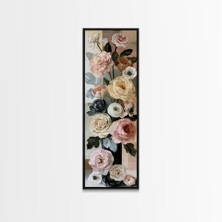 Retro Futurist Vase of Flowers Canvas Print, Eclectic Art, Living Room Decor, Watercolor Art, Eclectic, Abstract Art, ECL-1x3-94