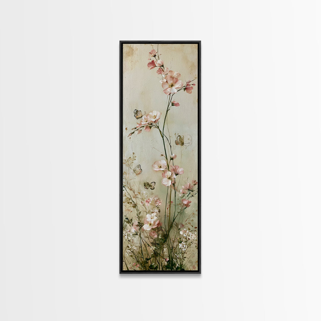 Botanical Collage with Butterflies and Old Paper Canvas Print, Eclectic Art, Printable, Living Room Decor, Fine Art, Eclectic, ECL-1x3-97