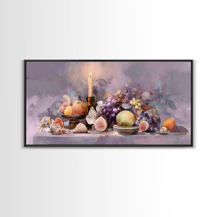 Unexpected Lobster and Lemons Still Life Framed Canvas Print, Eclectic Art, Living Room Decor, Watercolor Art, Eclectic, ECL-2x1-14