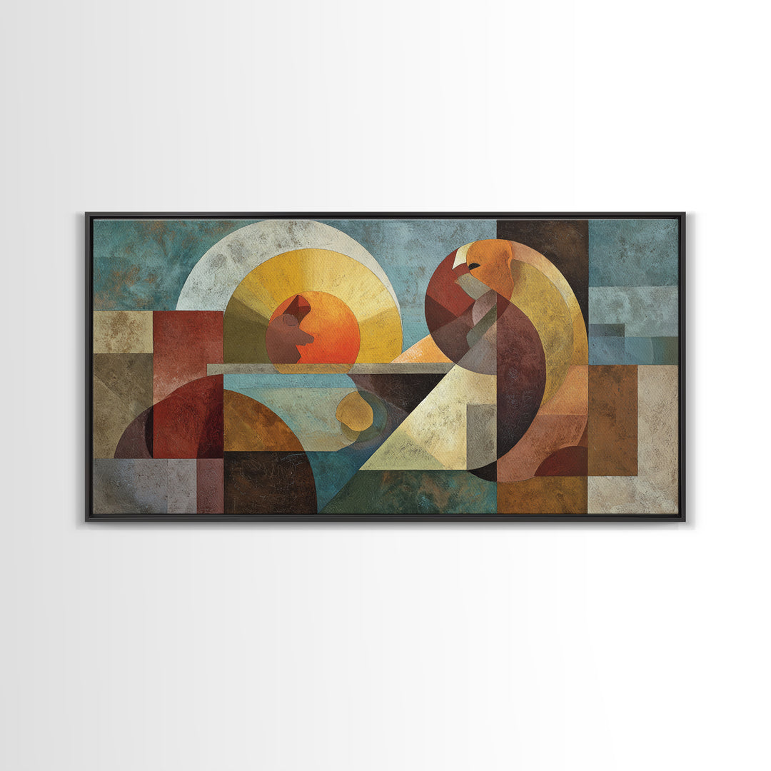 Playful Checkerboard Landscape Framed Canvas Print, Eclectic Art, Printable Art, Living Room Decor, Fine Art, Eclectic, ECL-2x1-29