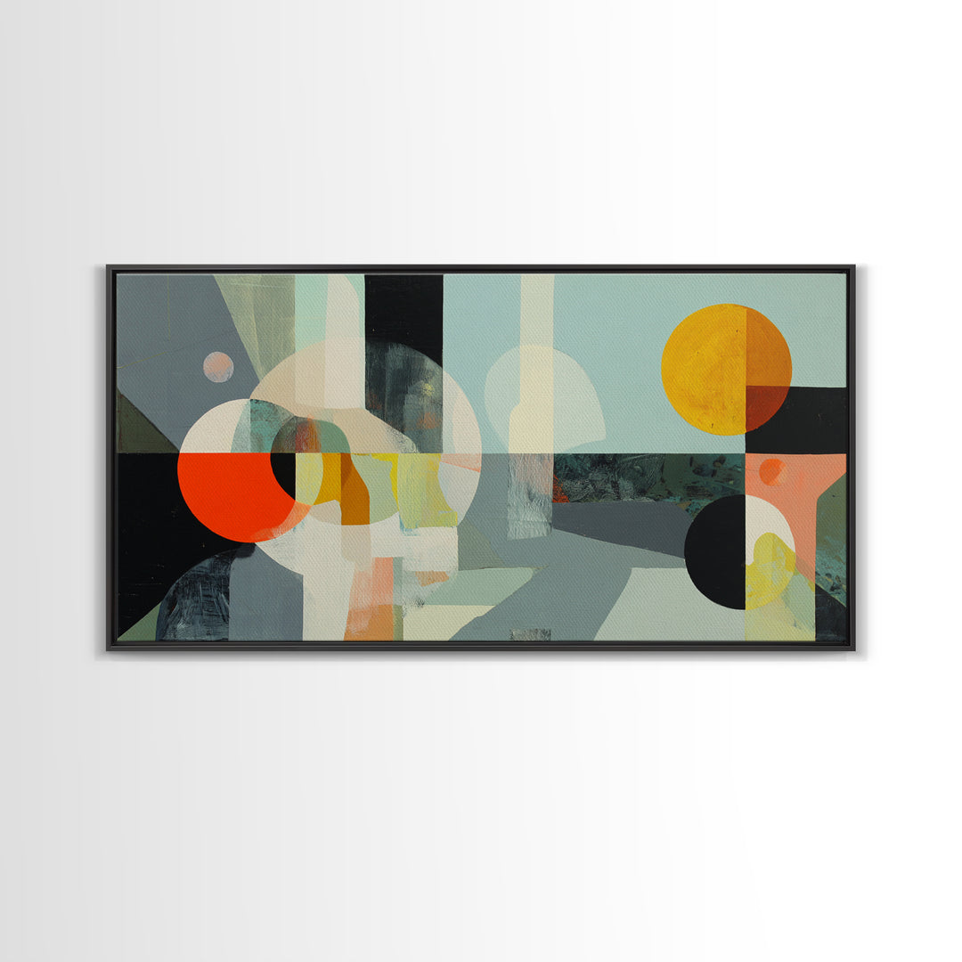 Geometric Sun and Hand Motif Framed Canvas Print, Eclectic Art, Digital Prints, Living Room Decor, Abstract Art, Eclectic, ECL-2x1-35
