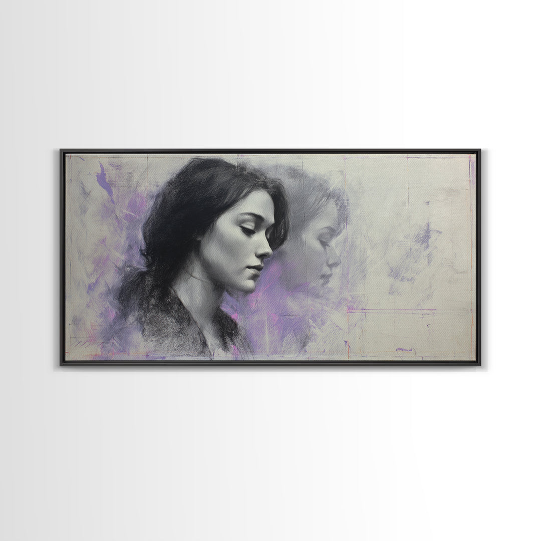Layered Tapestry Pattern Framed Canvas Print, Eclectic Art, Portrait, Living Room Decor, Fine Art, Eclectic, Modern Decor, ECL-2x1-84