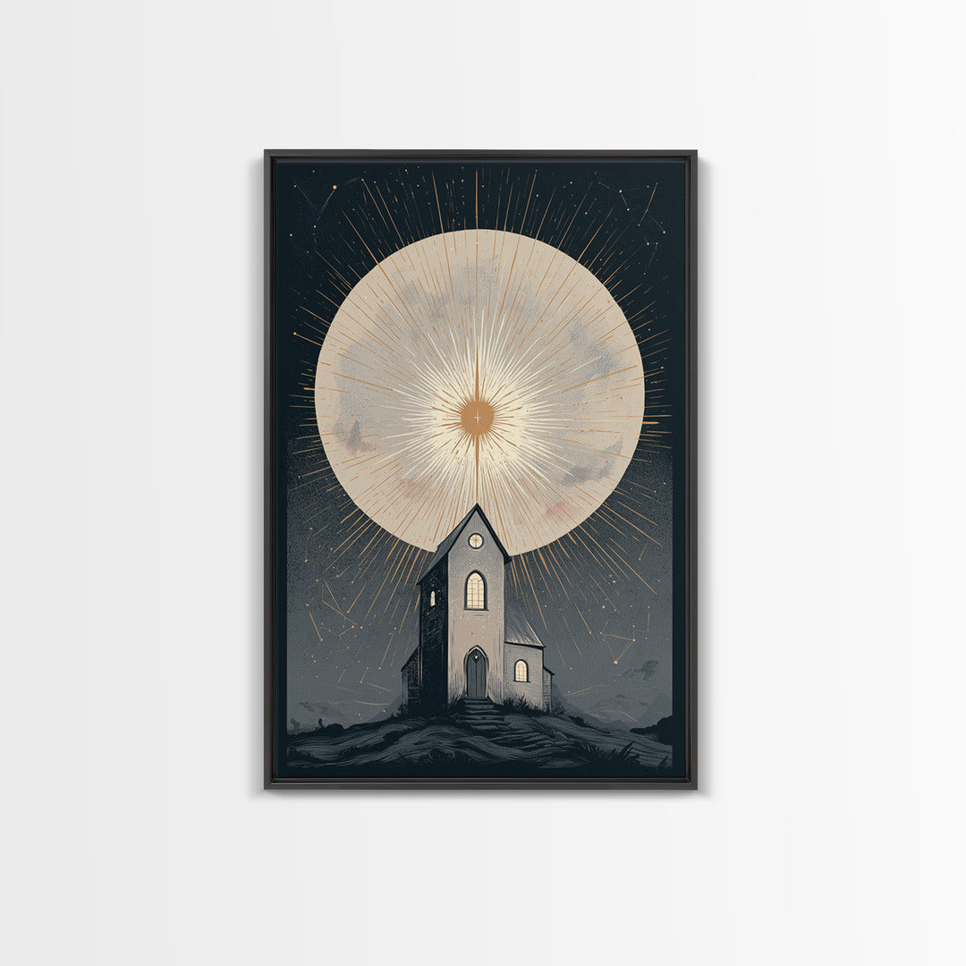 Folk Art House Canvas Print, Eclectic Art, Digital Print, Living Room Decor, Eclectic, Fine Art Print, Statement Artwork, ECL-2x3-15