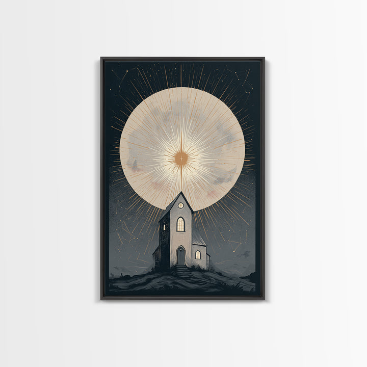 Folk Art House Canvas Print, Eclectic Art, Digital Print, Living Room Decor, Eclectic, Fine Art Print, Statement Artwork, ECL-2x3-15
