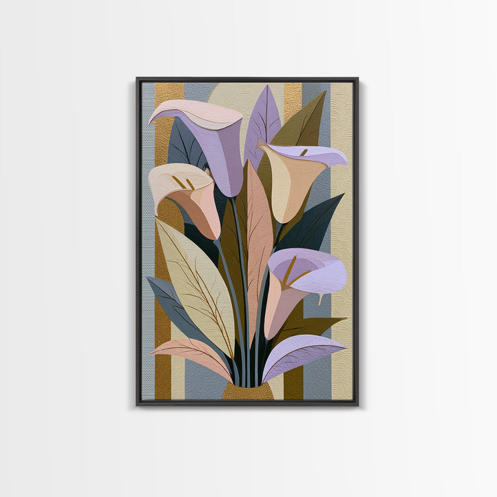 Retro Futurist Vase of Flowers Framed Canvas Print, Eclectic Art, Printables, Living Room Decor, Eclectic, Boho Wall Art, ECL-2x3-18
