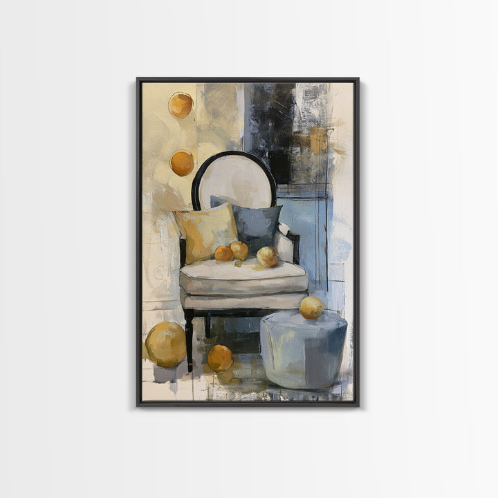 Whimsical Chair Still Life Framed Canvas Print, Eclectic Art, Original Painting, Living Room Decor, Fine Art, Eclectic, ECL-2x3-22