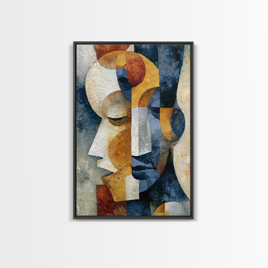 Abstract Mask with Playful Textures Framed Canvas Print, Eclectic Art, Boho, Living Room Decor, Abstract Art, Eclectic, ECL-2x3-4