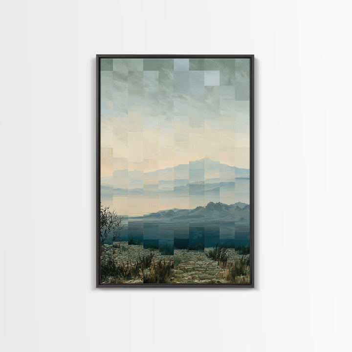 Playful Checkerboard Landscape Framed Canvas Print, Eclectic Art, Dopamine Decor, Living Room Decor, Fine Art, Eclectic, ECL-2x3-41