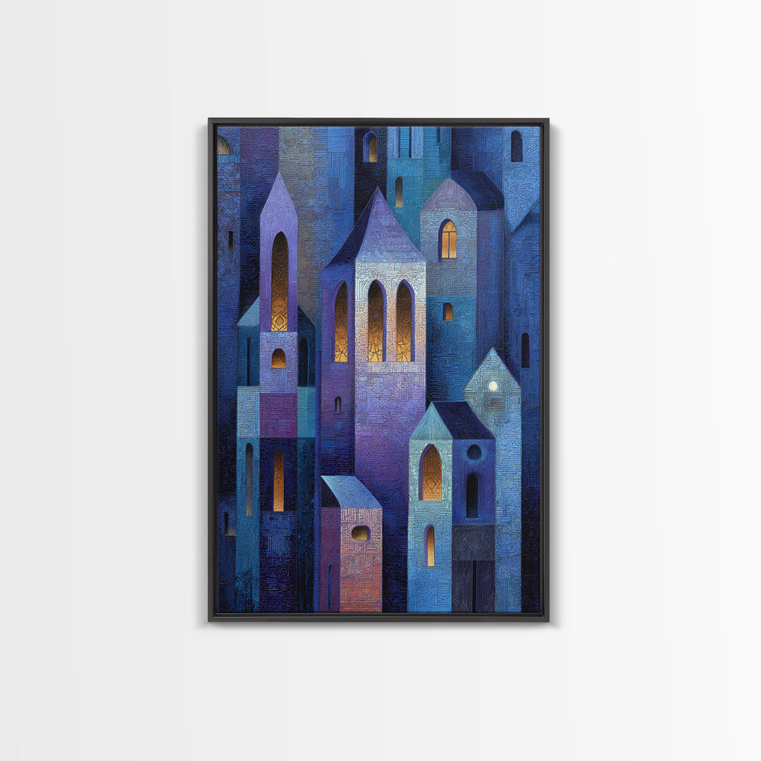 Bohemian Patchwork Landscape Framed Canvas Print, Eclectic Art, Boho, Living Room Decor, Fine Art, Eclectic, Unique Wall Art, ECL-2x3-56