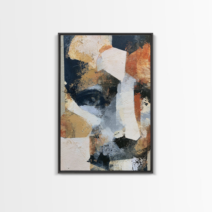 Abstract Mask with Playful Textures Framed Canvas Print, Eclectic Art, Art, Living Room Decor, Abstract Art, Eclectic, ECL-2x3-76