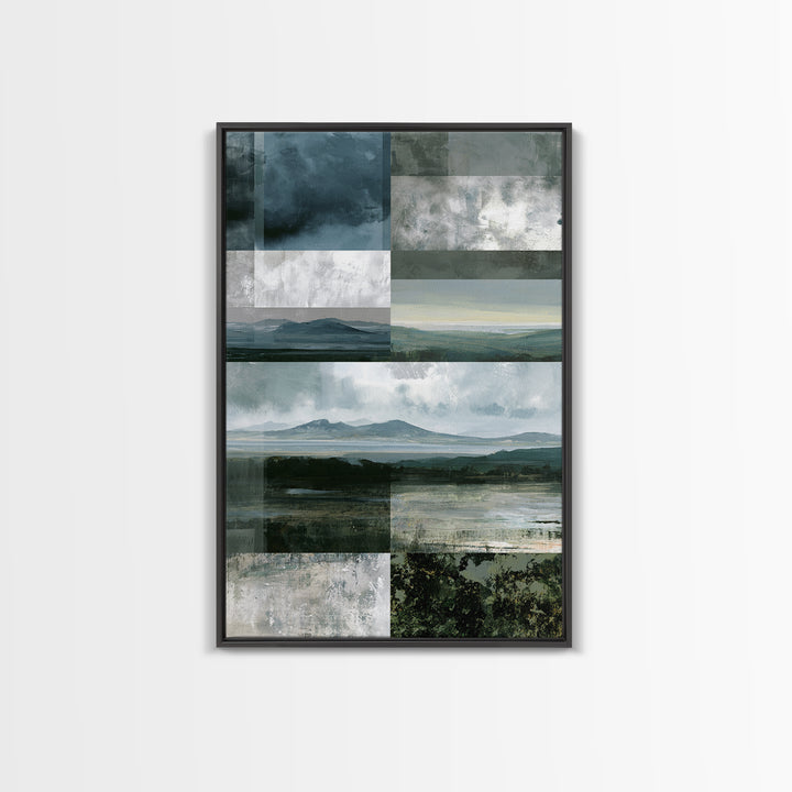 Bohemian Patchwork Landscape Framed Canvas Print, Eclectic Art, Room Decor, Living Room Decor, Fine Art, Eclectic, Artwork, ECL-2x3-8