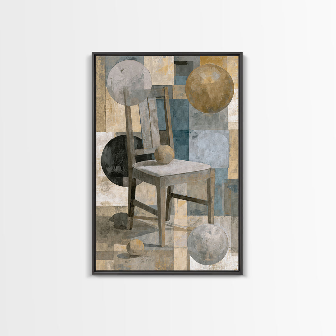 Whimsical Chair Still Life Framed Canvas Print, Eclectic Art, Living Room Decor, Fine Art, Eclectic, Textured Painting, ECL-2x3-94