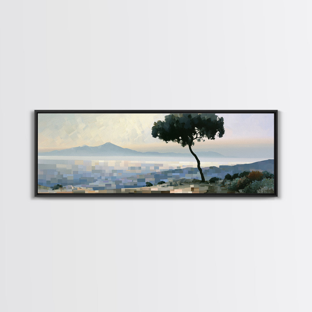 Playful Checkerboard Landscape Canvas Print, Eclectic Art, Minimalist Decor, Living Room Decor, Fine Art, Eclectic, ECL-3x1-25
