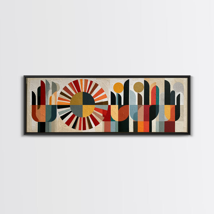 Geometric Sun and Hand Motif Canvas Print, Eclectic Art, Room Decor, Living Room Decor, Eclectic, Artwork, Original Art, ECL-3x1-31