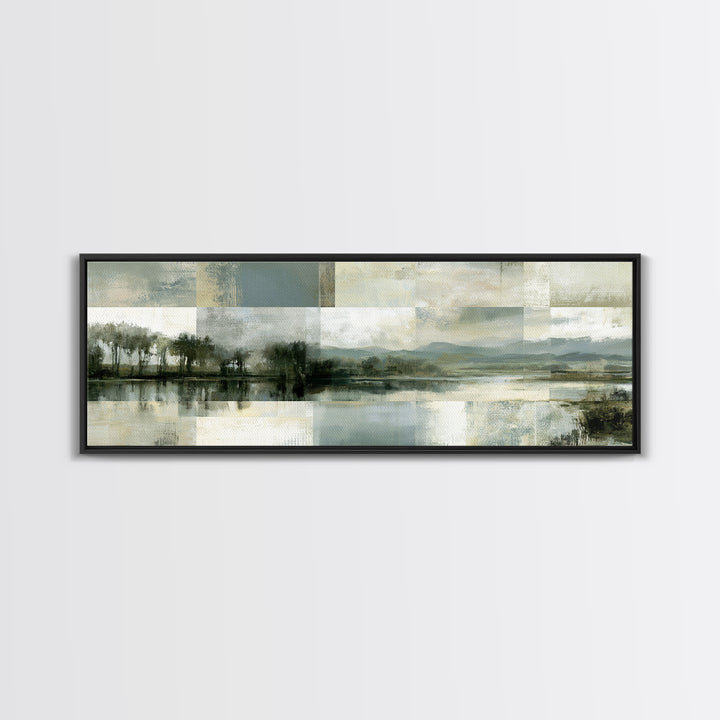 Bohemian Patchwork Landscape Canvas Print, Eclectic Art, Fine Art Print, Living Room Decor, Oil Painting, Eclectic, ECL-3x1-40