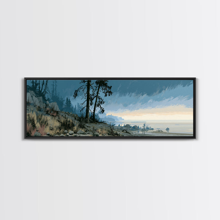 Playful Checkerboard Landscape Canvas Print, Eclectic Art, Minimalist Decor, Living Room Decor, Fine Art, Eclectic, ECL-3x1-49