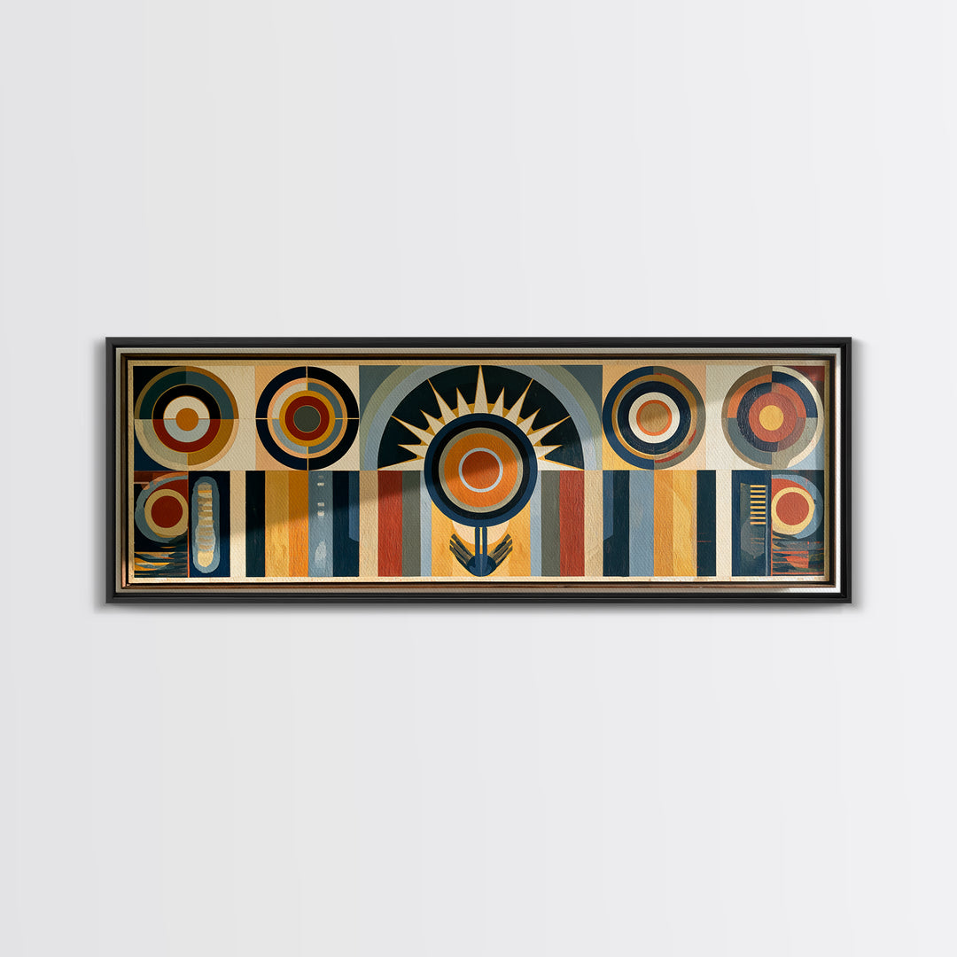 Geometric Sun and Hand Motif Framed Canvas Print, Eclectic Art, Printable Art, Living Room Decor, Abstract Art, Eclectic, ECL-3x1-79