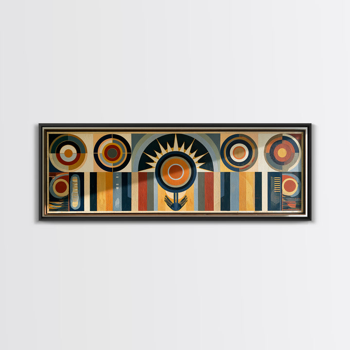 Geometric Sun and Hand Motif Framed Canvas Print, Eclectic Art, Printable Art, Living Room Decor, Abstract Art, Eclectic, ECL-3x1-79