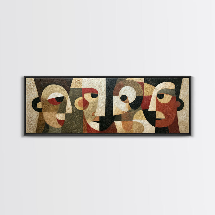 Abstract Mask with Playful Textures Framed Canvas Print, Eclectic Art, Digital Art, Living Room Decor, Abstract Art, Eclectic, ECL-3x1-84