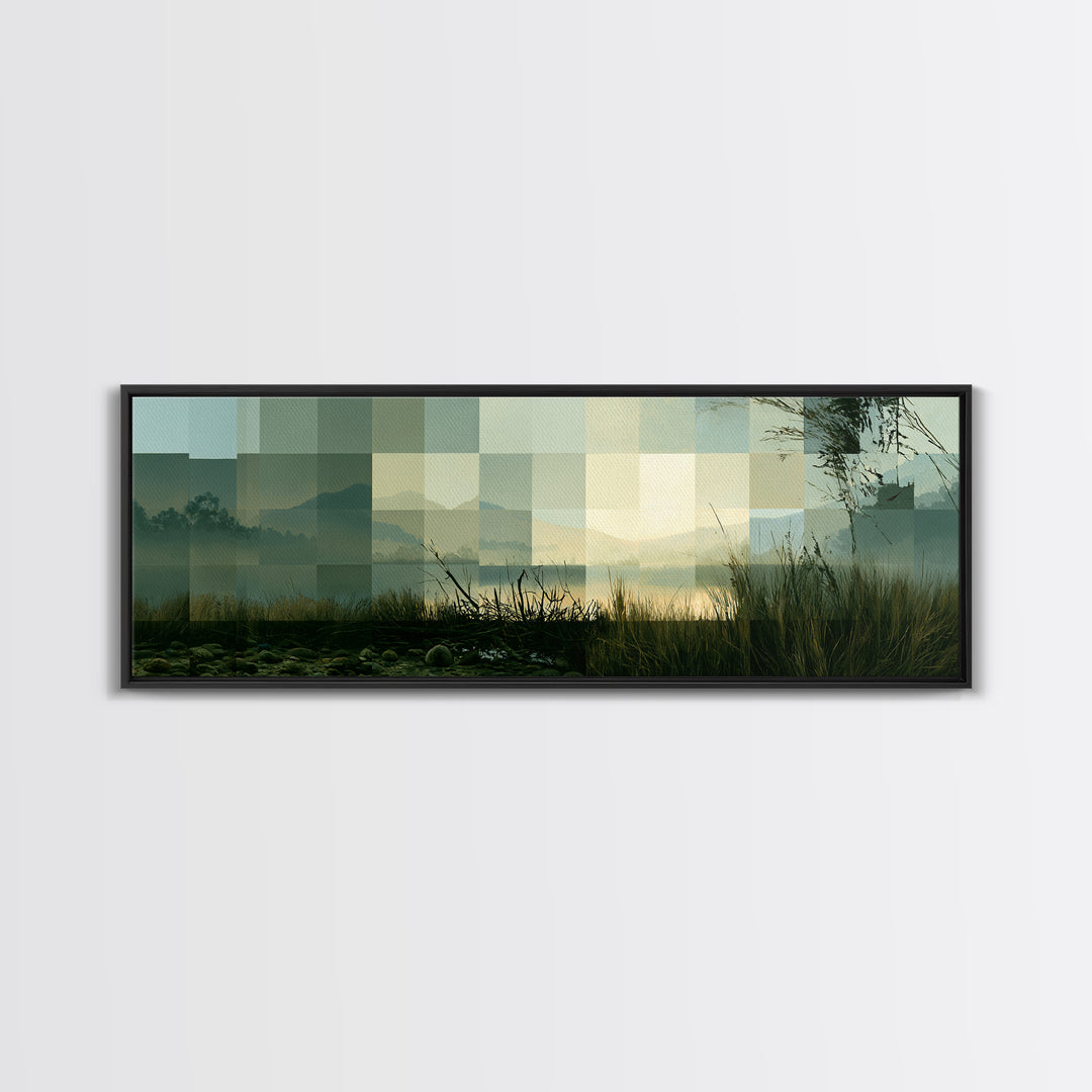 Playful Checkerboard Landscape Canvas Print, Eclectic Art, Printable, Living Room Decor, Fine Art, Eclectic, Printable Art, ECL-3x1-97