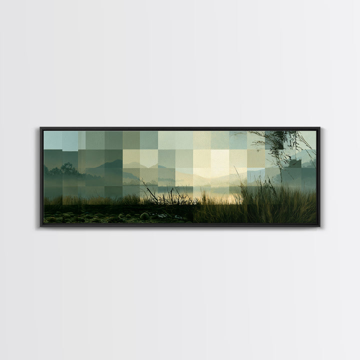 Playful Checkerboard Landscape Canvas Print, Eclectic Art, Printable, Living Room Decor, Fine Art, Eclectic, Printable Art, ECL-3x1-97