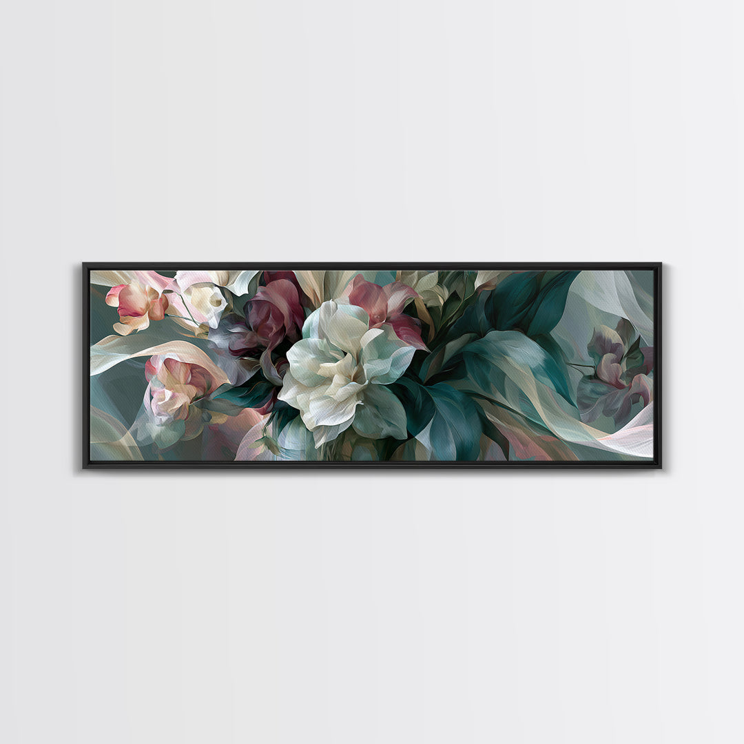 Retro Futurist Vase of Flowers Canvas Print, Eclectic Art, Luxury Decor, Living Room Decor, Oil Painting, Eclectic, Art Print, ECL-3x1-98