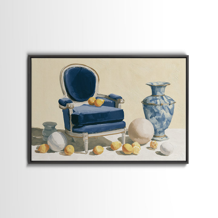 Whimsical Chair Still Life Framed Canvas Print, Eclectic Art, Living Room Decor, Fine Art, Eclectic, Textured Painting, ECL-3x2-18