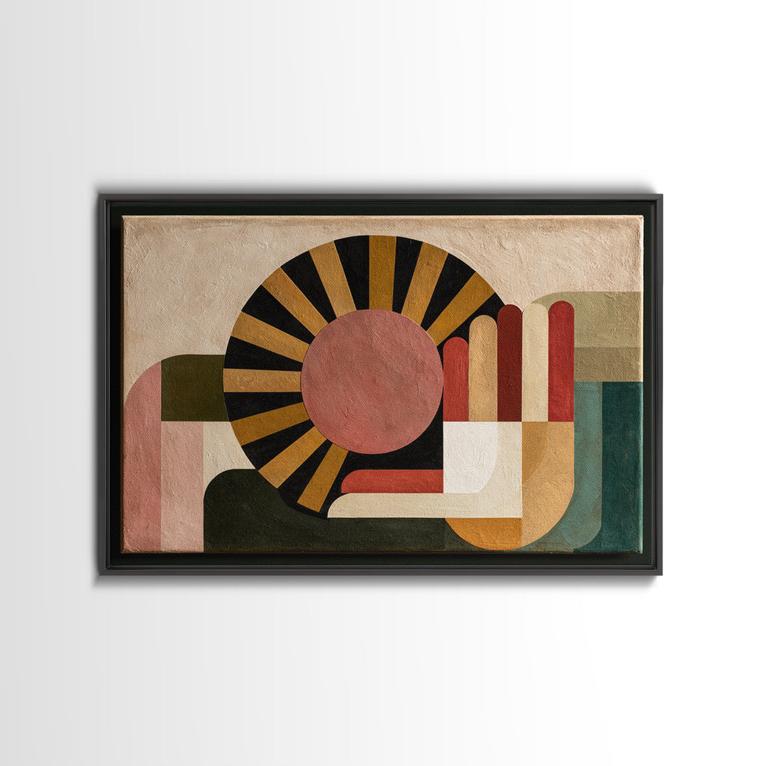 Geometric Sun and Hand Motif Canvas Print, Eclectic Art, Printable Art, Living Room Decor, Eclectic, Statement Artwork, ECL-3x2-43