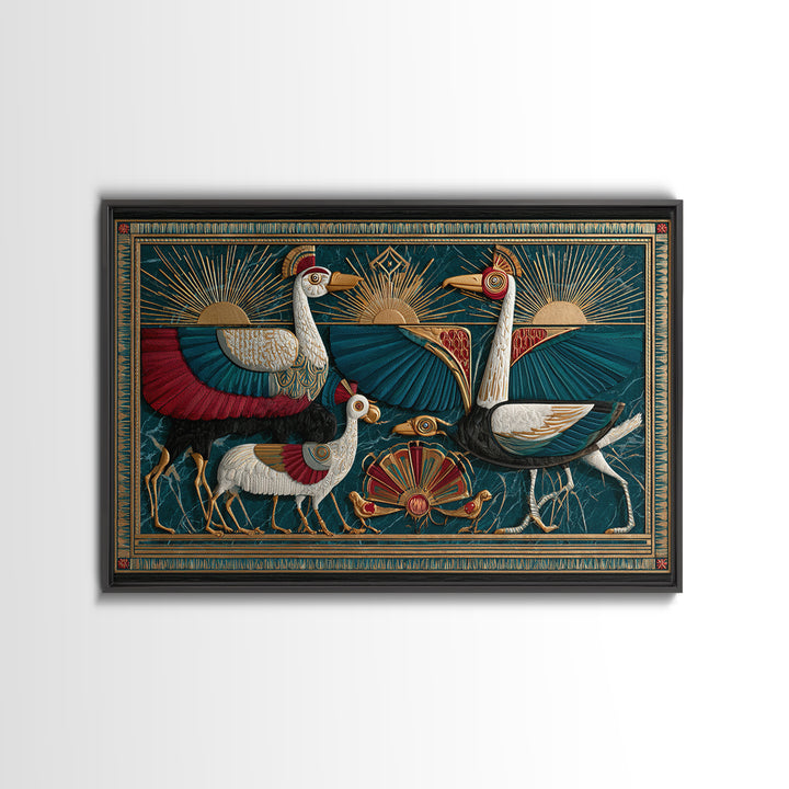 Folk Animal Parade Canvas Print, Eclectic Art, Digital Prints, Living Room Decor, Eclectic, Original Art, Abstract Art, ECL-3x2-49