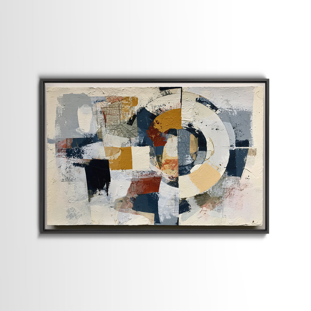 Abstract Shapes Layered Framed Canvas Print, Eclectic Art, Contemporary Art, Living Room Decor, Fine Art, Eclectic, ECL-3x2-8
