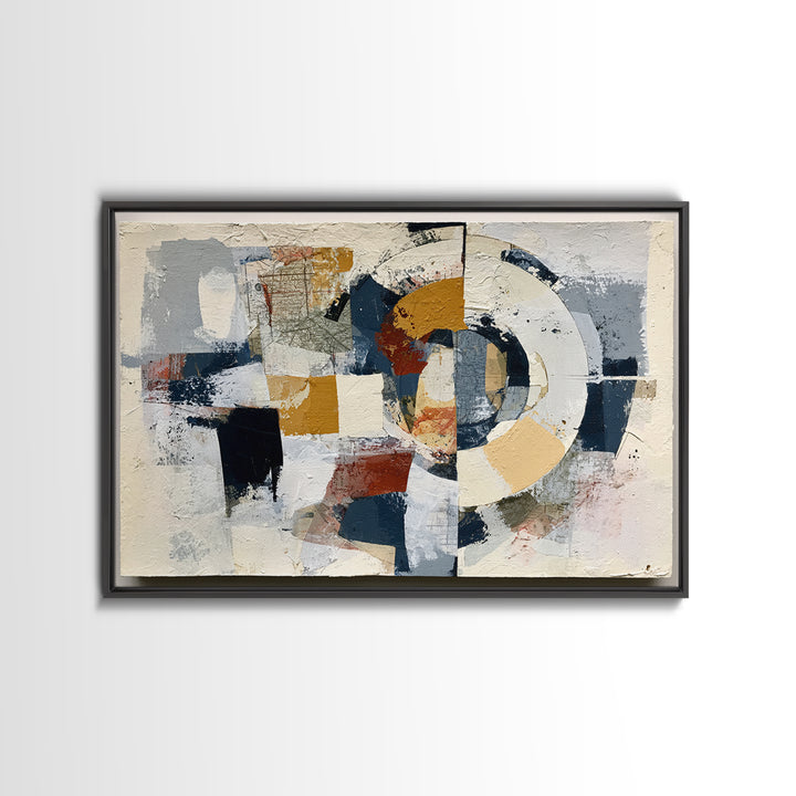 Abstract Shapes Layered Framed Canvas Print, Eclectic Art, Contemporary Art, Living Room Decor, Fine Art, Eclectic, ECL-3x2-8