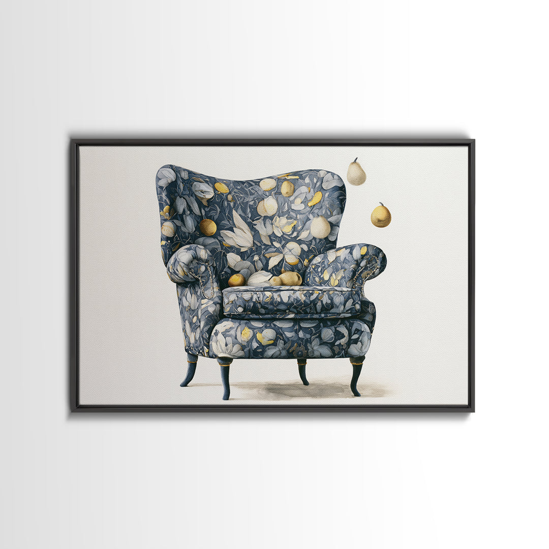 Whimsical Chair Still Life Framed Canvas Print, Eclectic Art, Luxury Decor, Living Room Decor, Fine Art, Eclectic, Art Print, ECL-3x2-90
