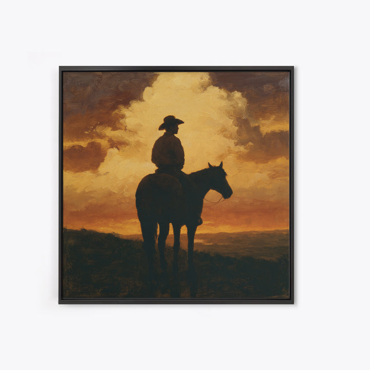 Equestrian Rider Silhouette at Sunrise Canvas Print, Equestrian Art, Wall Art, Living Room Decor, Fine Art, Equestrian, EQU-1x1-99