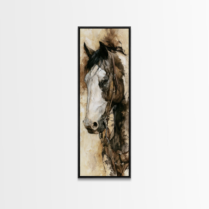 Horse Head Rendered Canvas Print, Equestrian Art, Gallery Wall Art, Living Room Decor, Fine Art, Equestrian, Textured Painting, EQU-1x3-18
